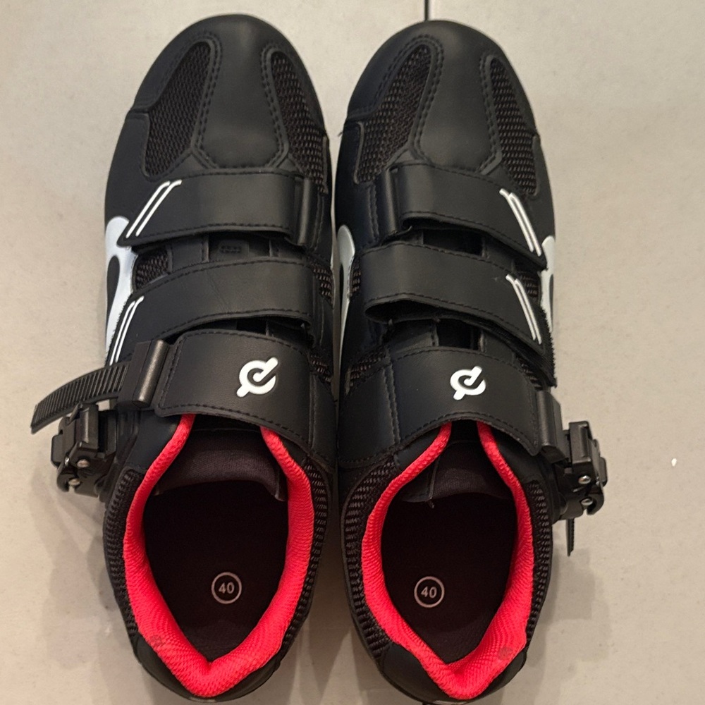 Peloton Black and Red Cycling Shoes